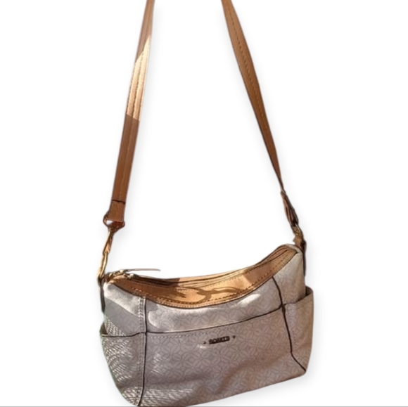 Rosetti Handbags - Rosetti Tan And Cream Faux Leather Shoulder Bag
